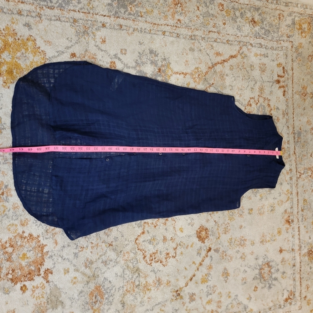 Eileen Fisher XS Linen Sleeveless Tunic Navy Lightweight Layering Dress - Picture 10 of 11